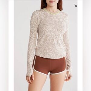 FP Movement by Free People Leopard Print Long Sleeve - Cream and Brown